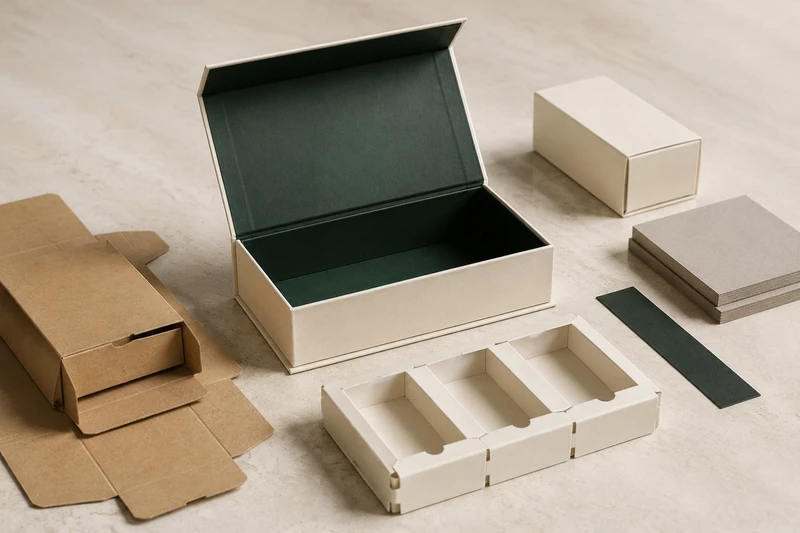 Packaging structure samples and a custom paperboard insert