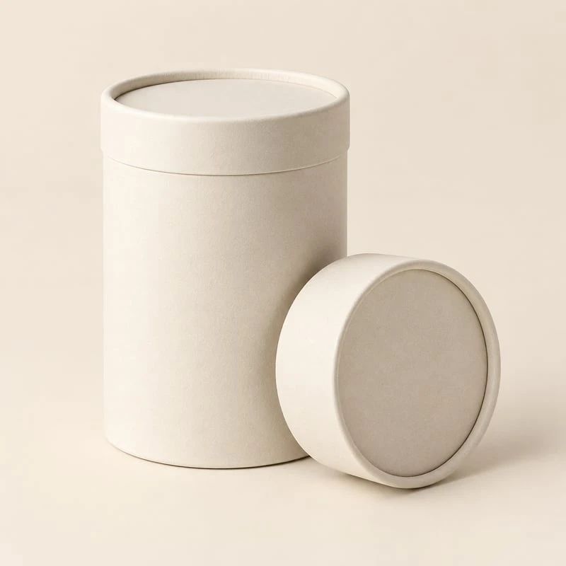 Cylindrical tube packaging box with a removable lid
